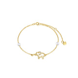 14k Gold Pearl Elephant Single Layer Anklet