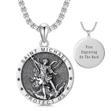 Sterling Silver St Michael St Christopher Pendant Necklace for Men