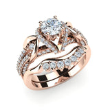 Sterling Silver Personalized Engraved Diamond Wedding Ring Set  Engagement Ring