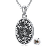 Sterling Silver Personalized Photo 12 Month Birth Flower Pendant Necklace
