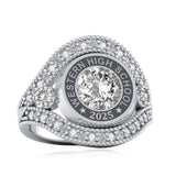 Sterling Silver Personalize Engraved Birthstone Class Ring for Women