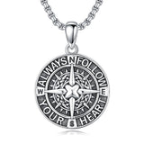 Sterling Silver Compass Pendant Necklace Graduation Jewelry Gift