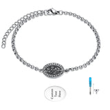 Sterling Silver 12-Month Birth Flower Urn Bracelet for Ashes