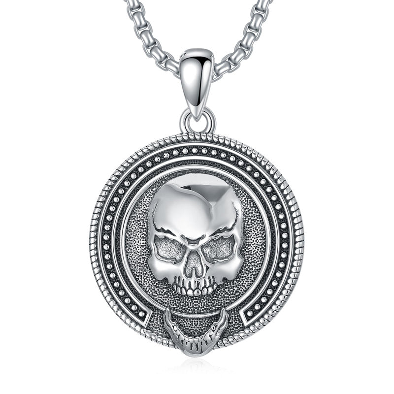 Sterling Silver Memento Mori Protection Pendant Necklace