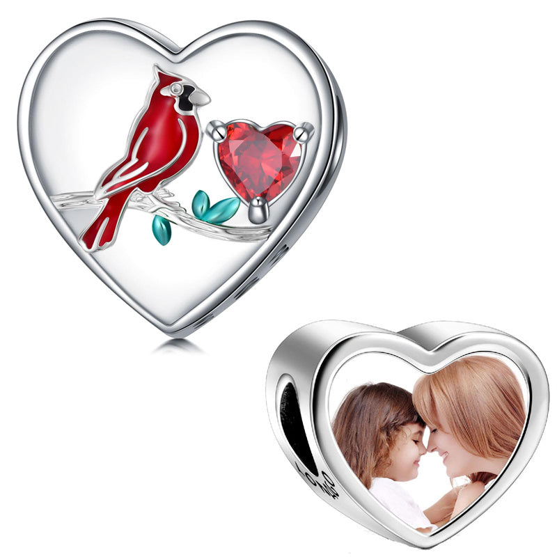 Sterling Silver Red Cardinal Bird Charm Beads