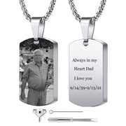 Personalized Cremation Pendant Urn Necklace Customized Engraving Photo for Ashes Holder Memorial Keepsake Funnel Jewelry Stainless Steel