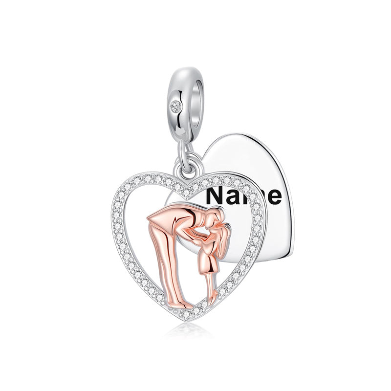 Sterling Silver Personalized Engraved Father-Daughter Charm Beads