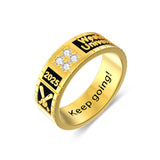 Sterling Silver Personalized Birthstone Engraved Pattern Class Band Ring For Men