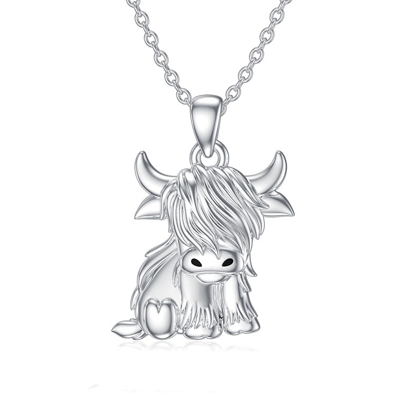 Sterling Silver Highland Cow Necklace