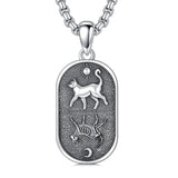 Sterling Silver Sun and Moon Skeleton Cat Dog Pendant Necklace