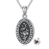 Sterling Silver Personalized Photo 12 Month Birth Flower Pendant Necklace