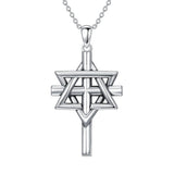 Sterling Silver Nial Cross David Pendant Necklace