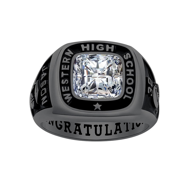 Sterling Silver Personalized Engraved Birthstone 2025 High School College Class Ring