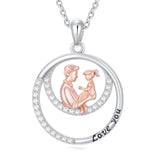 Sterling Silver Father-Daughter Pendant Necklace Engraved with Love You