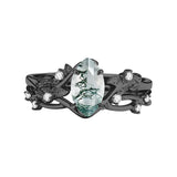 Sterling Silver Personalized Engraved Moss Agate Bridal Wedding Promise Engagement Ring Set for Women