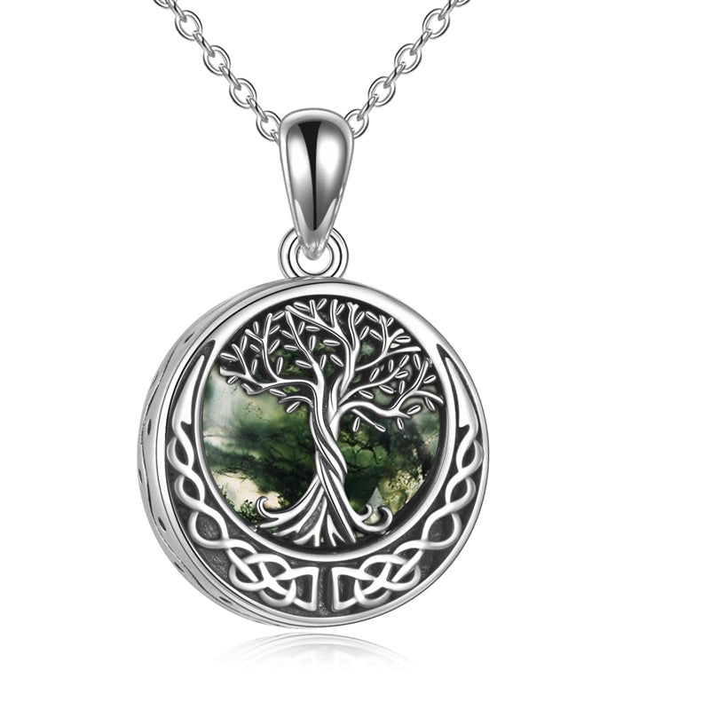 Sterling Silver Tree of Life Urn Necklaces Abalone Opal Shell Cremation Jewelry for Ashes