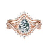 Sterling Silver 10K 14K 18K Gold  Pear Shaped Gemstone Engagement Rings Set