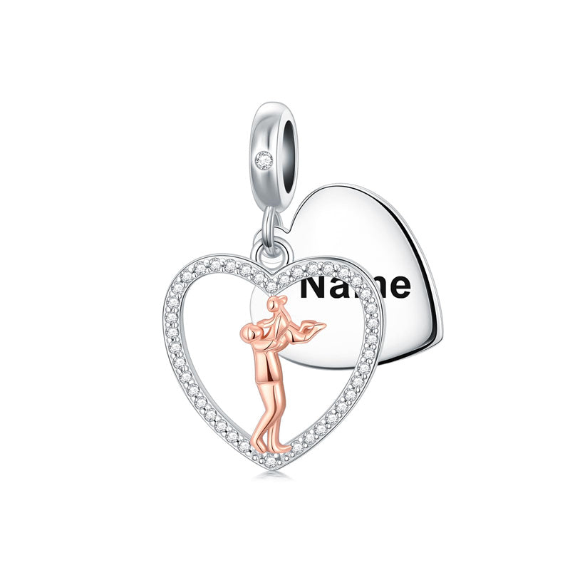 Sterling Silver Personalized Engraved Father-Daughter Charm Beads