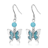 Sterling Silver Turquoise Owl Dragonfly Butterfly Hummingbird Dangle Earrings