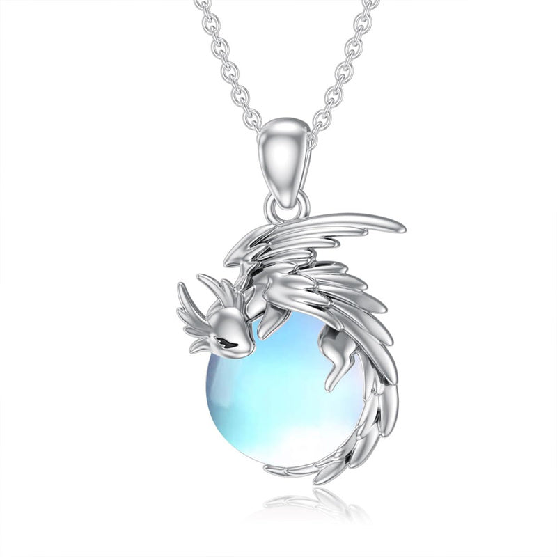 Sterling Silver Birthstone Dragon Necklace Pendant Necklace