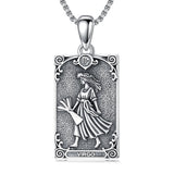 Sterling Silver Tarot Card 12 Zodiac Sign Pendant Necklace