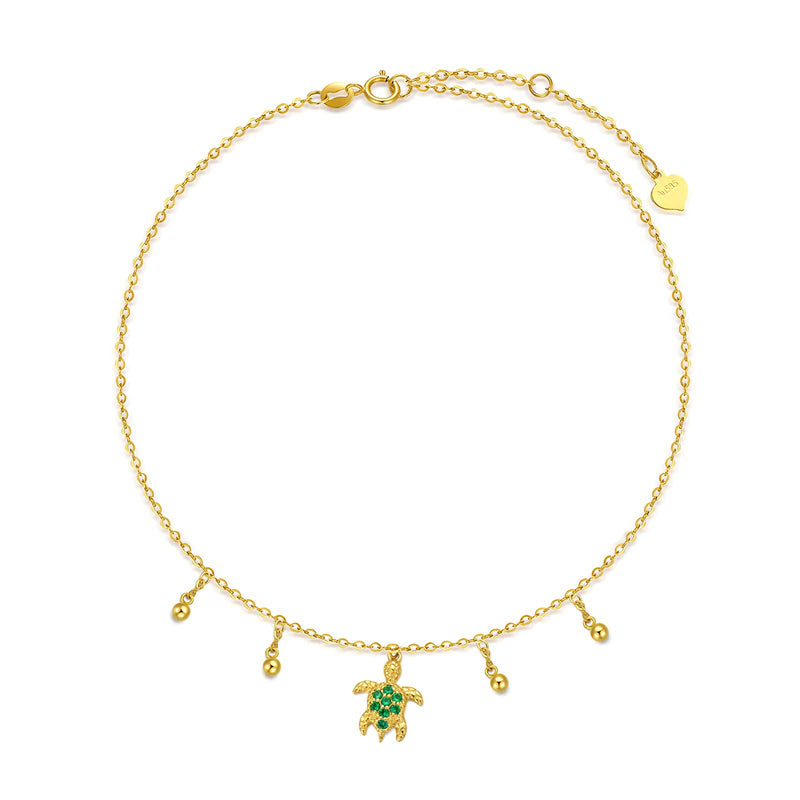 14K Gold Sea Turtle Single Layer Anklet
