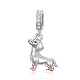 Sterling Silver Cubic Zirconia Yorkshire Boston Terrier Chihuahua Dachshund  Bead Charms