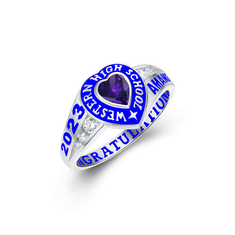 Sterling Silver Personalized Class Ring Graduation Ring for Women