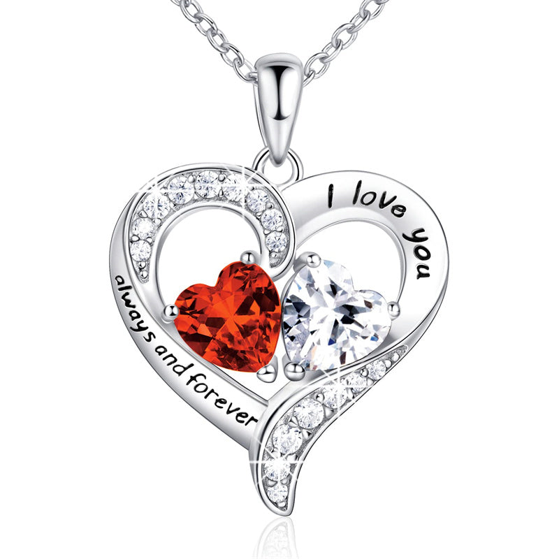 Sterling Silver Personalized Engraved Birthstone Pendant Necklace