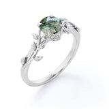 Sterling Silver Natural Green Moss Agate Ring