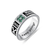 Sterling Silver Personalized Birthstone Engraved Pattern Class Band Ring For Men