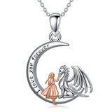Sterling Silver Horse and Girl Pendant Necklace