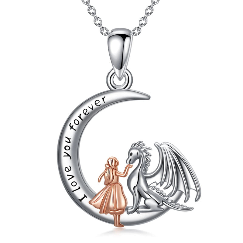 Sterling Silver Horse and Girl Pendant Necklace