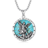 Sterling Silver St Michael St Christopher Pendant Necklace for Men