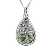 Sterling Silver Tree of Life Urn Necklaces Abalone Opal Shell Cremation Jewelry for Ashes