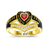 Sterling Silver 10K Gold 14K Gold 18K Gold Fully Personalized Birthstone Engraved Class Ring Graduation Ring