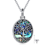 Sterling Silver Tree of Life Urn Necklaces Abalone Opal Shell Cremation Jewelry for Ashes