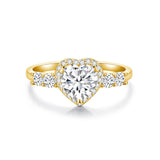 10K Gold 14K Gold 18K Gold  Heart-Cut Moissanite Halo Engagement Rings