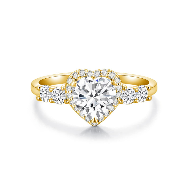 10K Gold 14K Gold 18K Gold  Heart-Cut Moissanite Halo Engagement Rings