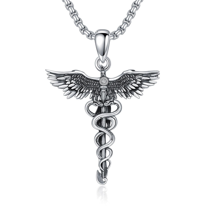 Sterling Silver Caduceus Phoenix RN Pendant Necklace RN Nurse Graduation Gift