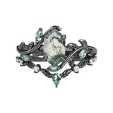 Sterling Silver 10K 14K 18K Gold  Personalized  Engraved Pear Kite Round Cut Moss Agate Engagement Ring Set