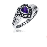Sterling Silver Personalized Birthstone & Engraved Class Ring Graduation Ring for Women
