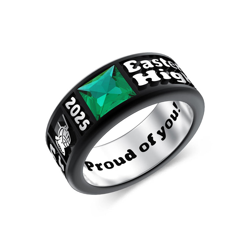 Sterling Silver Personalized Engraved Birthstone Class Ring