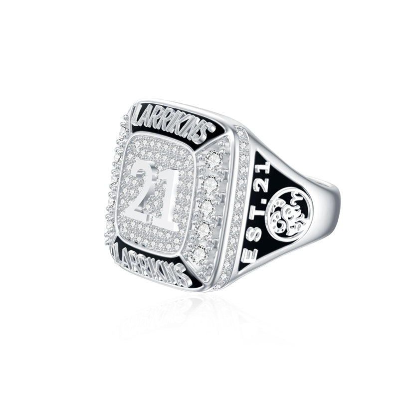 Sterling Silver Personalized Pattern High School College Class Ring Gift for Graduates