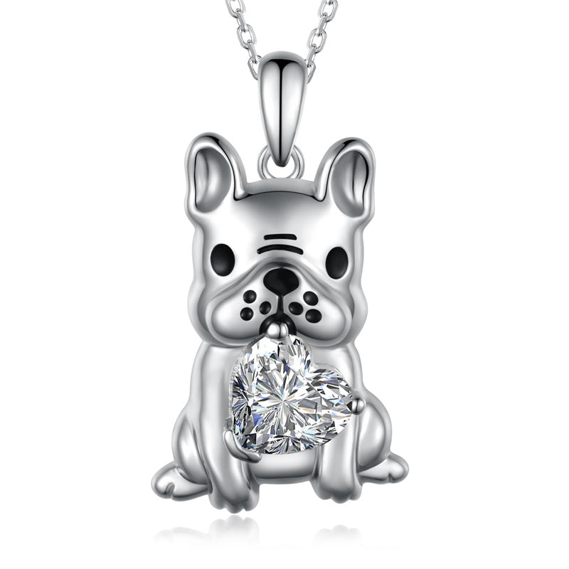 Sterling Silver French Bulldog Pendant Necklace