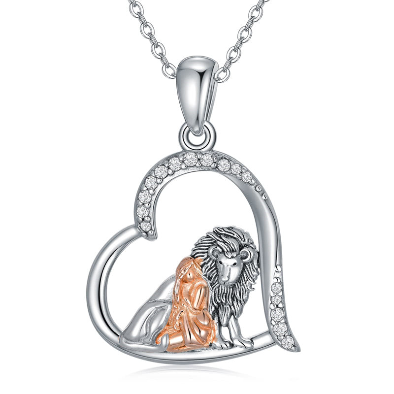 Sterling Silver Horse and Girl Pendant Necklace