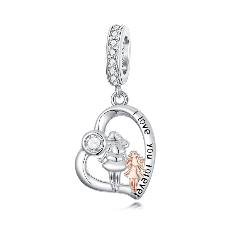 Sterling Silver Father Daughter Mother Daughter Charm Beads