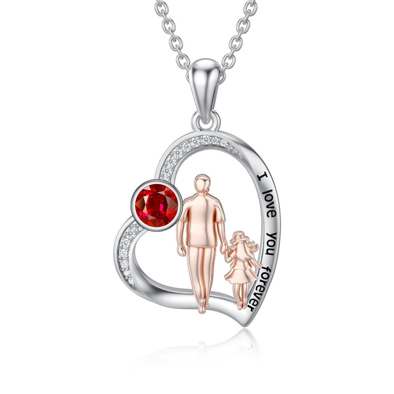Sterling Silver Father Daughter Heart Pendant Necklace from Dad Gift for Daughter