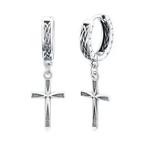 Sterling Silver Celtic Cross Hoop Dangle Earrings