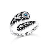 Sterling Silver Vintage Turquoise Sunflower Adjustable Spoon Ring Engraved with You Are My Sunshine